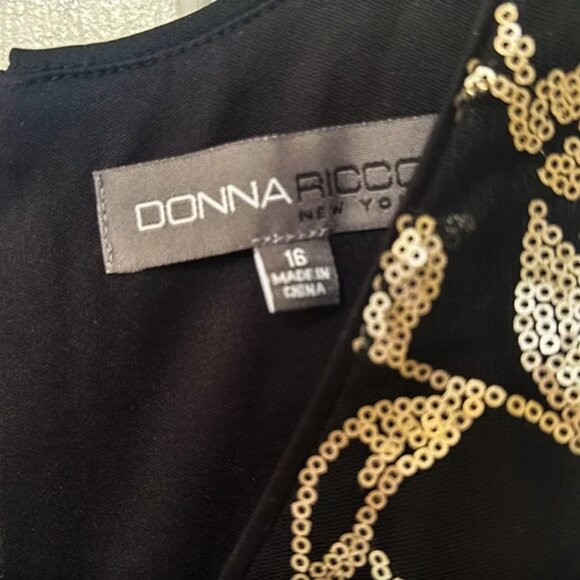 Donna Ricco Sequin Embroidered V-Neck Dress Size 16 (Fits like14) - Picture 4 of 4